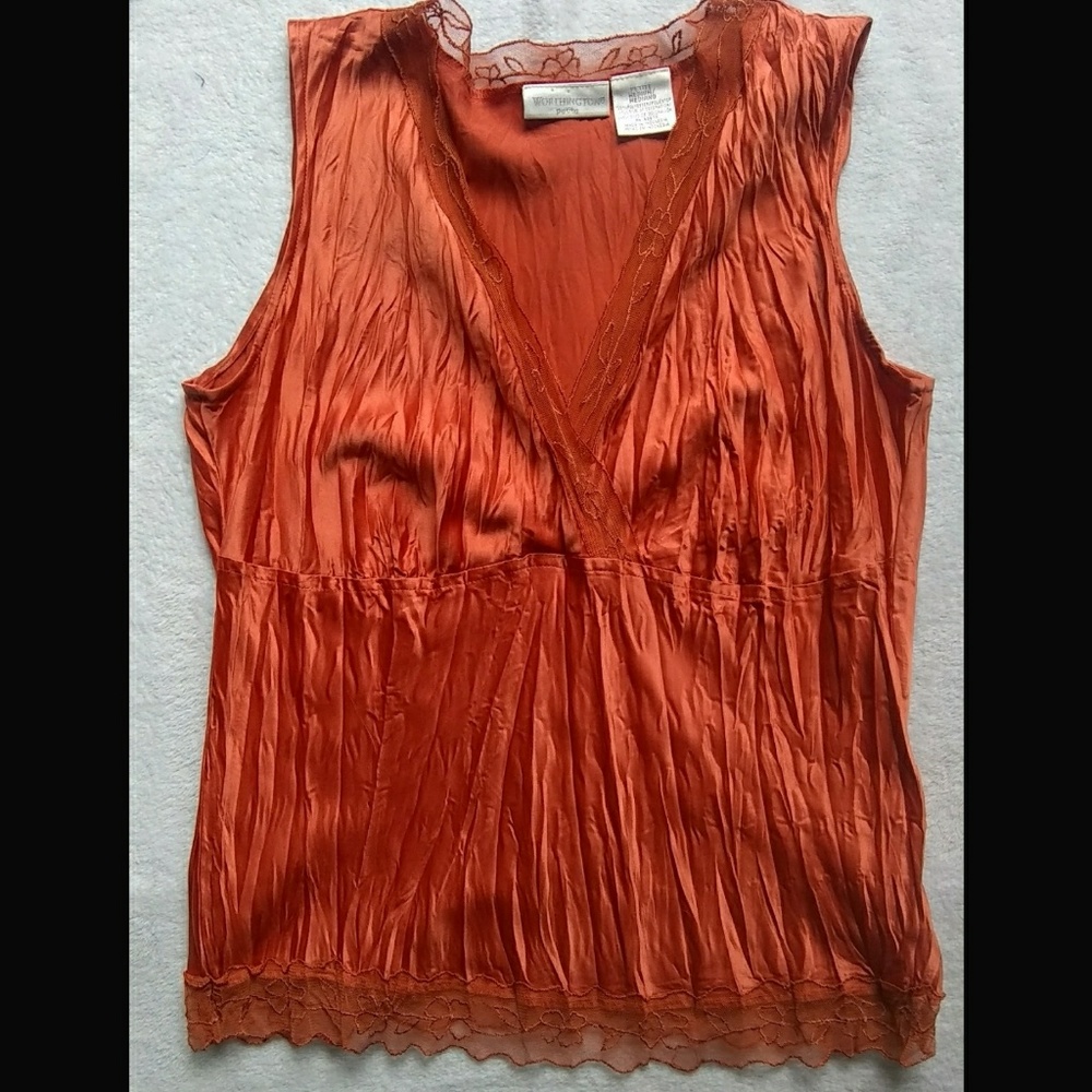 Worthington Sleeveless lace trim Blouse